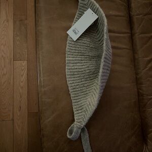 Cozy Beige Knit Hood with Tie